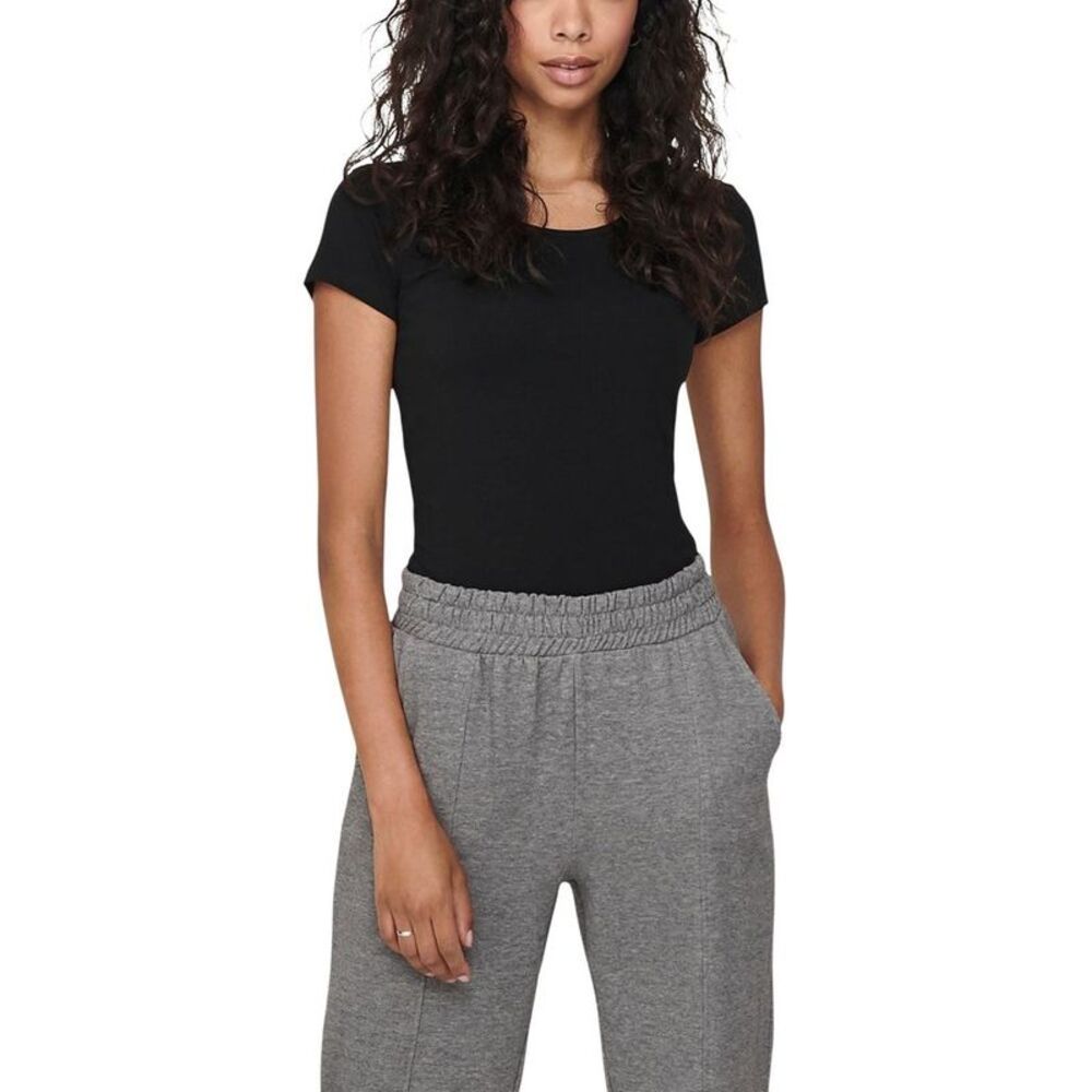 Only Black Cotton Women's T-Shirt